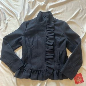Girls Navy Ruffle Jacket: CollectionB